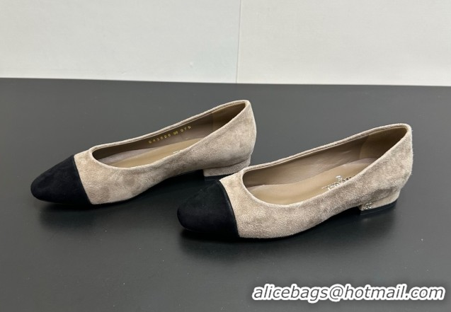 Shop Duplicate Chanel Suede Slingbacks Flat CH122405 Grey/Black 2026