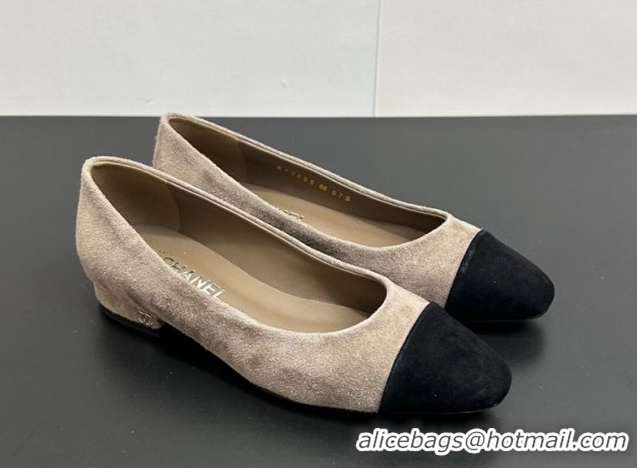 Shop Duplicate Chanel Suede Slingbacks Flat CH122405 Grey/Black 2026