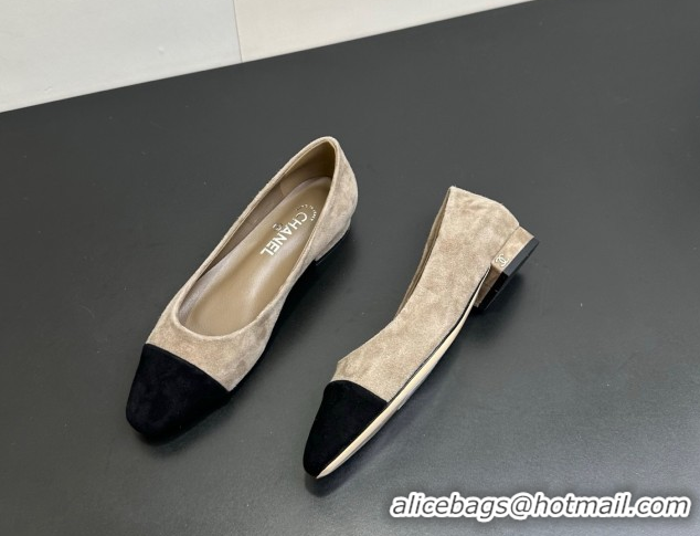 Shop Duplicate Chanel Suede Slingbacks Flat CH122405 Grey/Black 2026