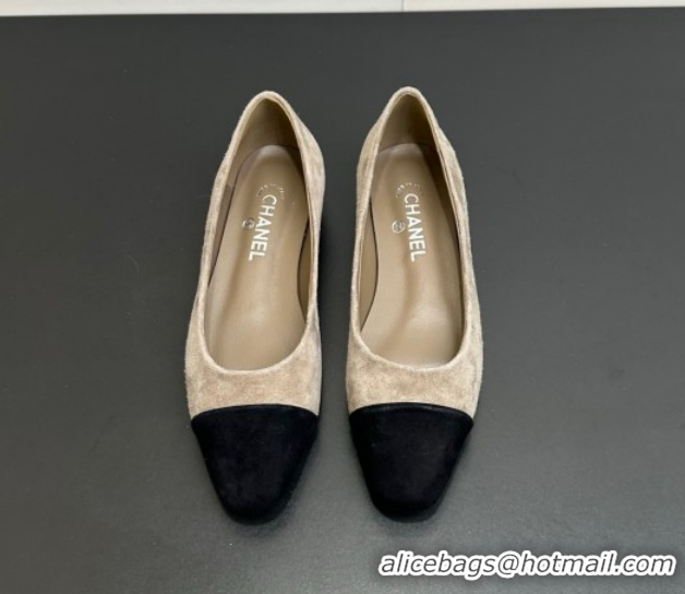 Shop Duplicate Chanel Suede Slingbacks Flat CH122405 Grey/Black 2026