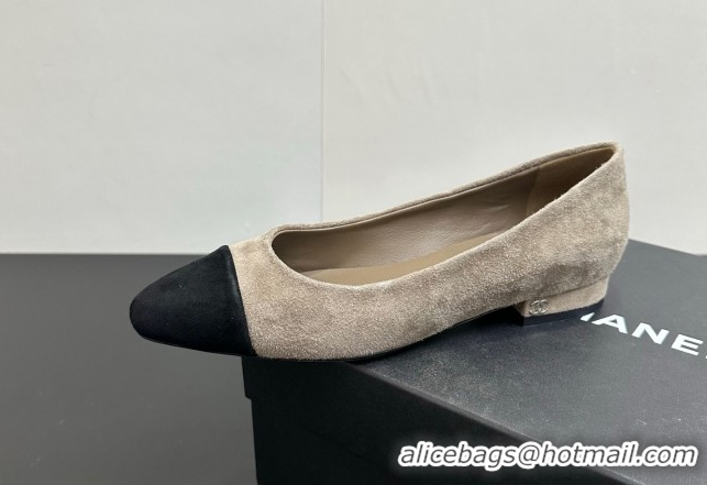 Shop Duplicate Chanel Suede Slingbacks Flat CH122405 Grey/Black 2026
