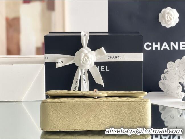 Buy Grade Chanel Grained Calfskin Medium Classic Flap Bag A01112 Avocado green/Light Gold 2026 Original Quality