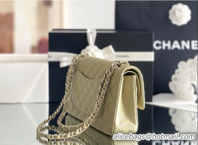 Buy Grade Chanel Grained Calfskin Medium Classic Flap Bag A01112 Avocado green/Light Gold 2026 Original Quality