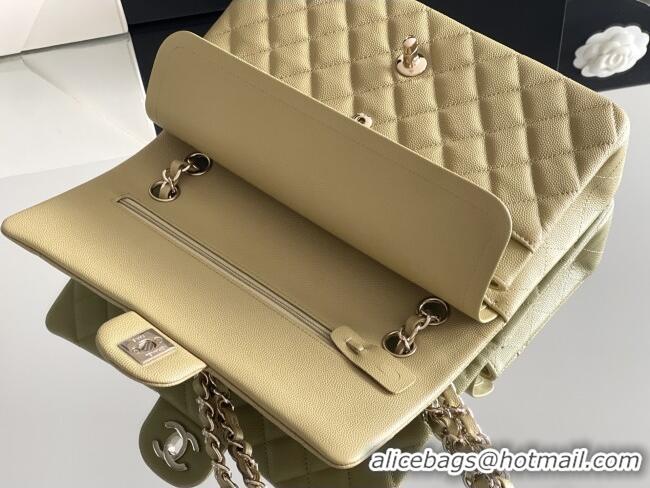 Buy Grade Chanel Grained Calfskin Medium Classic Flap Bag A01112 Avocado green/Light Gold 2026 Original Quality
