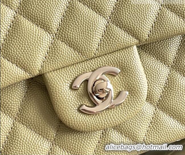 Buy Grade Chanel Grained Calfskin Medium Classic Flap Bag A01112 Avocado green/Light Gold 2026 Original Quality