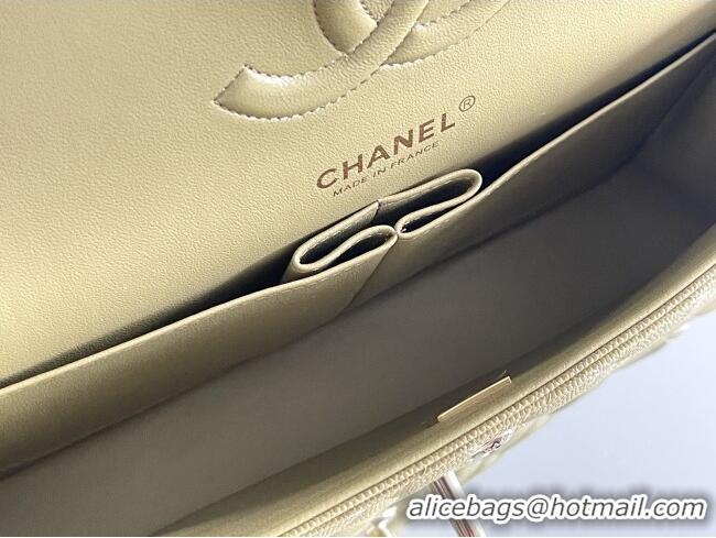 Buy Grade Chanel Grained Calfskin Medium Classic Flap Bag A01112 Avocado green/Light Gold 2026 Original Quality
