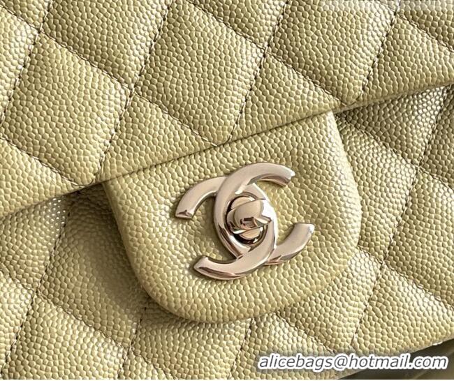 Buy Grade Chanel Grained Calfskin Medium Classic Flap Bag A01112 Avocado green/Light Gold 2026 Original Quality