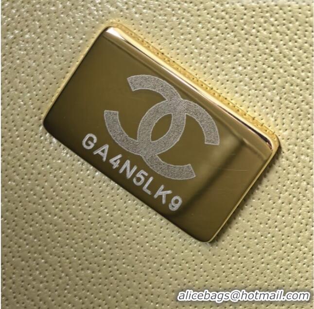 Buy Grade Chanel Grained Calfskin Medium Classic Flap Bag A01112 Avocado green/Light Gold 2026 Original Quality