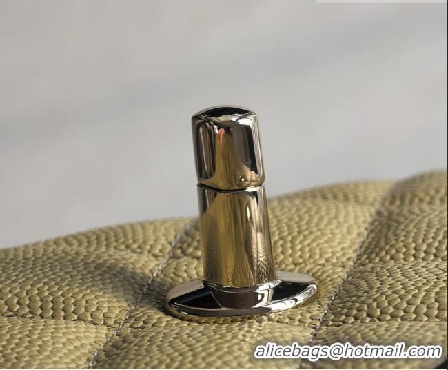 Buy Grade Chanel Grained Calfskin Medium Classic Flap Bag A01112 Avocado green/Light Gold 2026 Original Quality