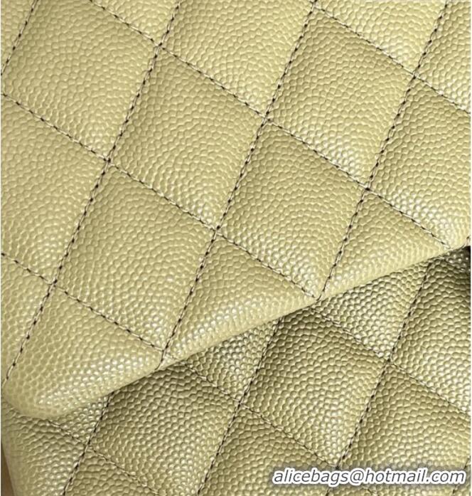 Buy Grade Chanel Grained Calfskin Medium Classic Flap Bag A01112 Avocado green/Light Gold 2026 Original Quality