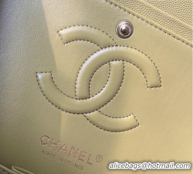 Buy Grade Chanel Grained Calfskin Medium Classic Flap Bag A01112 Avocado green/Light Gold 2026 Original Quality