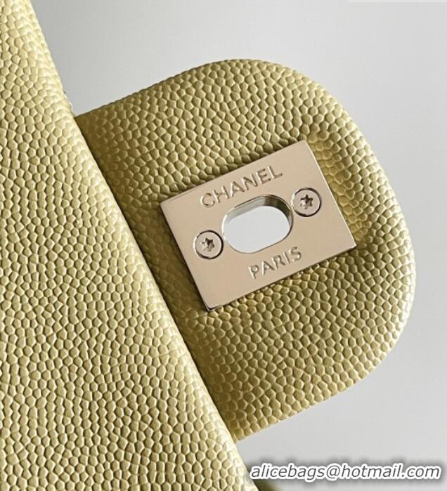 Best Price Chanel Grained Calfskin Small Classic Flap Bag A01116 Avocado green/Light Gold 2026 Original Quality