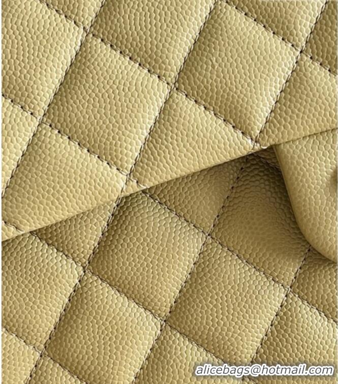 Best Price Chanel Grained Calfskin Small Classic Flap Bag A01116 Avocado green/Light Gold 2026 Original Quality