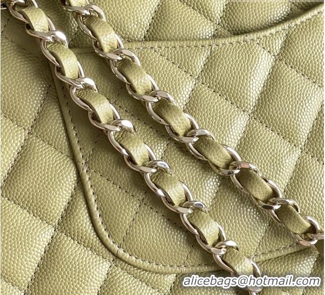 Best Price Chanel Grained Calfskin Small Classic Flap Bag A01116 Avocado green/Light Gold 2026 Original Quality