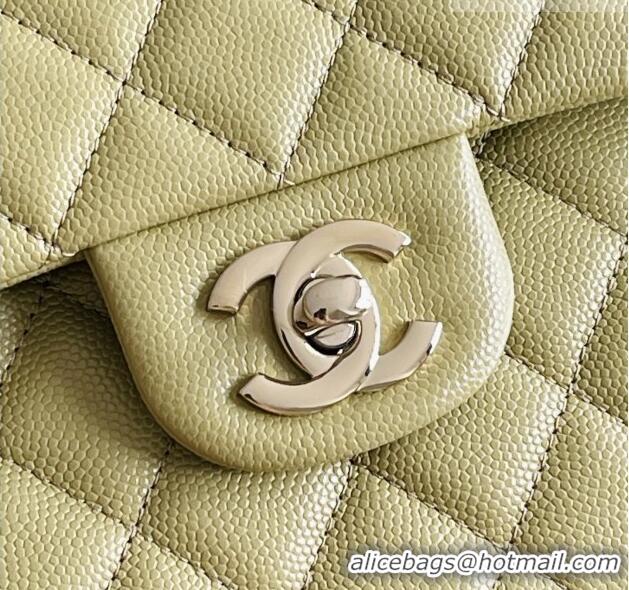 Best Price Chanel Grained Calfskin Small Classic Flap Bag A01116 Avocado green/Light Gold 2026 Original Quality