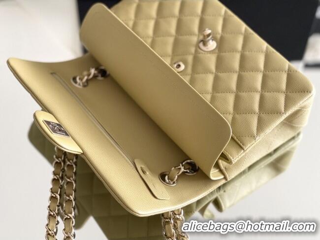 Best Price Chanel Grained Calfskin Small Classic Flap Bag A01116 Avocado green/Light Gold 2026 Original Quality
