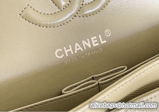Best Price Chanel Grained Calfskin Small Classic Flap Bag A01116 Avocado green/Light Gold 2026 Original Quality
