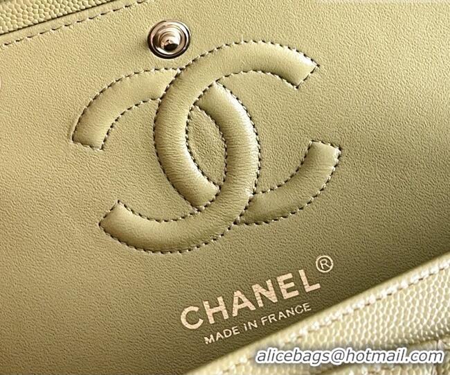 Best Price Chanel Grained Calfskin Small Classic Flap Bag A01116 Avocado green/Light Gold 2026 Original Quality