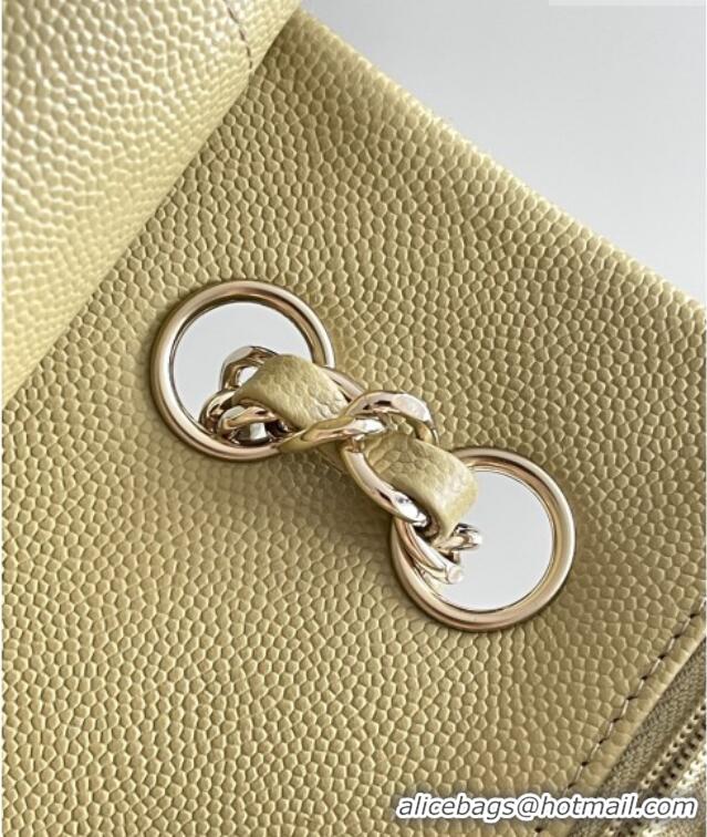 Best Price Chanel Grained Calfskin Small Classic Flap Bag A01116 Avocado green/Light Gold 2026 Original Quality