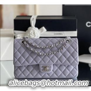 Promotional Chanel Grained Calfskin Medium Classic Flap Bag A01112 Light Purple/Silver 2026 Original Quality