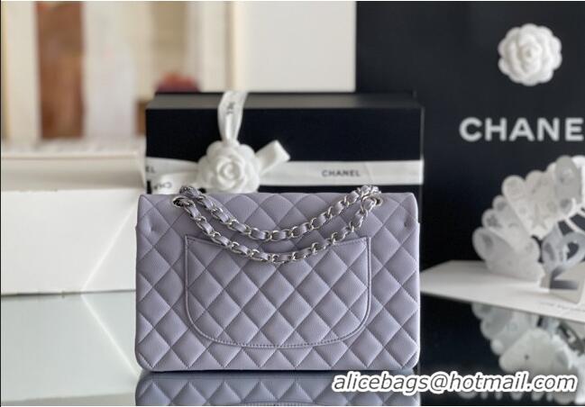 Promotional Chanel Grained Calfskin Medium Classic Flap Bag A01112 Light Purple/Silver 2026 Original Quality