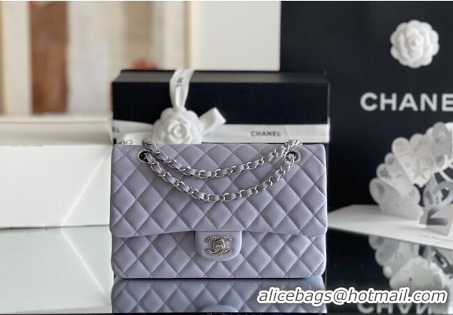Promotional Chanel Grained Calfskin Medium Classic Flap Bag A01112 Light Purple/Silver 2026 Original Quality