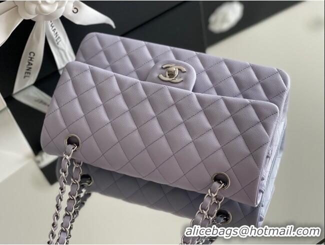 Promotional Chanel Grained Calfskin Medium Classic Flap Bag A01112 Light Purple/Silver 2026 Original Quality