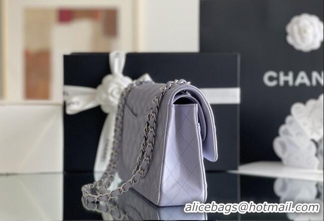 Promotional Chanel Grained Calfskin Medium Classic Flap Bag A01112 Light Purple/Silver 2026 Original Quality