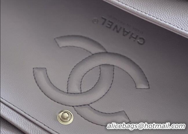 Promotional Chanel Grained Calfskin Medium Classic Flap Bag A01112 Light Purple/Silver 2026 Original Quality