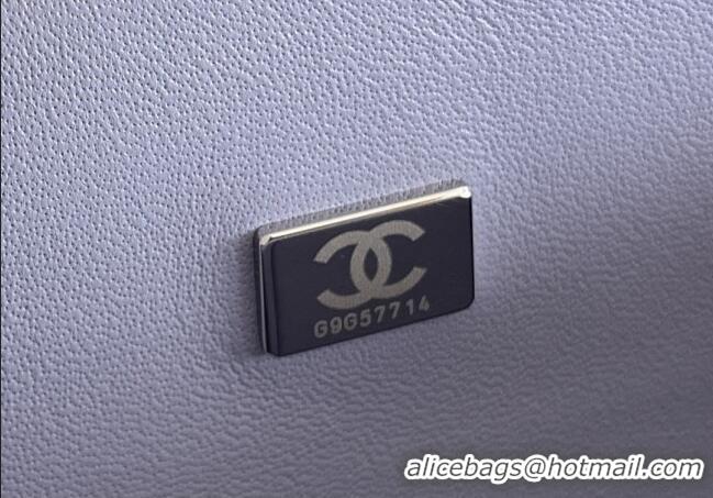 Promotional Chanel Grained Calfskin Medium Classic Flap Bag A01112 Light Purple/Silver 2026 Original Quality
