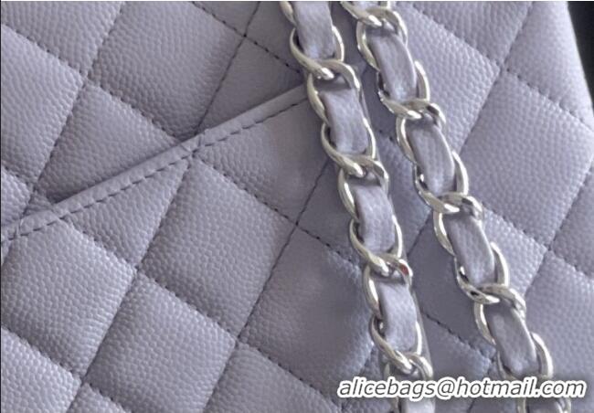 Promotional Chanel Grained Calfskin Medium Classic Flap Bag A01112 Light Purple/Silver 2026 Original Quality