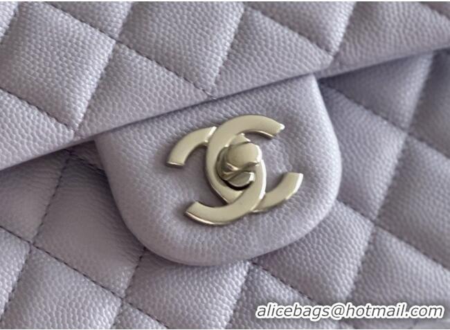 Promotional Chanel Grained Calfskin Medium Classic Flap Bag A01112 Light Purple/Silver 2026 Original Quality