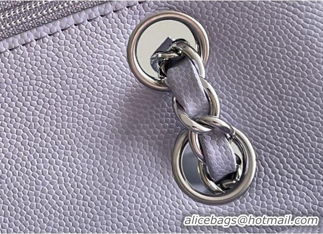 Promotional Chanel Grained Calfskin Medium Classic Flap Bag A01112 Light Purple/Silver 2026 Original Quality