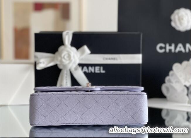 Promotional Chanel Grained Calfskin Medium Classic Flap Bag A01112 Light Purple/Silver 2026 Original Quality