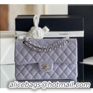 Famous Brand Chanel Grained Calfskin Small Classic Flap Bag A01116 Light Purple/Silver 2026 Original Quality