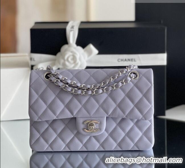 Famous Brand Chanel Grained Calfskin Small Classic Flap Bag A01116 Light Purple/Silver 2026 Original Quality