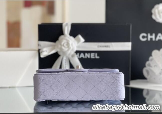 Famous Brand Chanel Grained Calfskin Small Classic Flap Bag A01116 Light Purple/Silver 2026 Original Quality