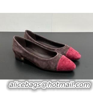 Good Quality Chanel Suede Slingbacks Flat CH122405 Brown/Red 2026