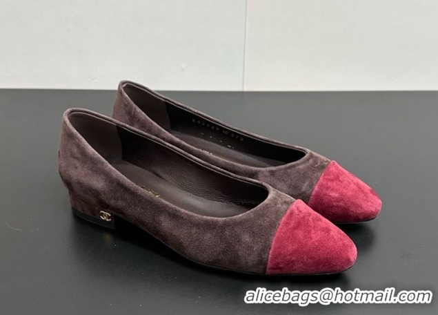 Good Quality Chanel Suede Slingbacks Flat CH122405 Brown/Red 2026