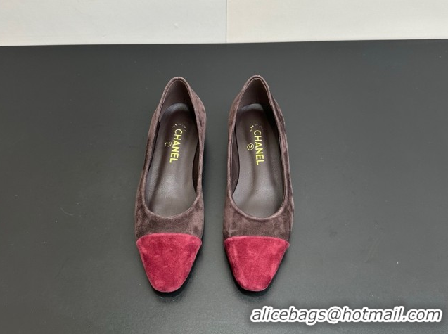 Good Quality Chanel Suede Slingbacks Flat CH122405 Brown/Red 2026