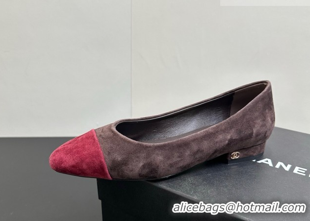 Good Quality Chanel Suede Slingbacks Flat CH122405 Brown/Red 2026