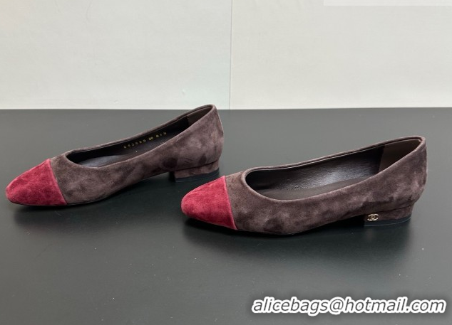 Good Quality Chanel Suede Slingbacks Flat CH122405 Brown/Red 2026