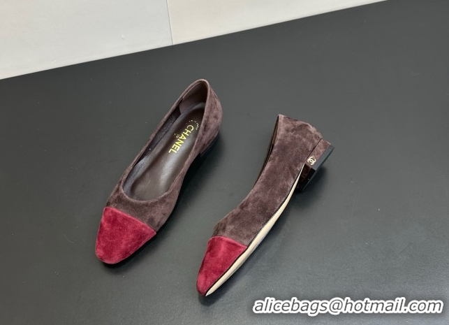 Good Quality Chanel Suede Slingbacks Flat CH122405 Brown/Red 2026