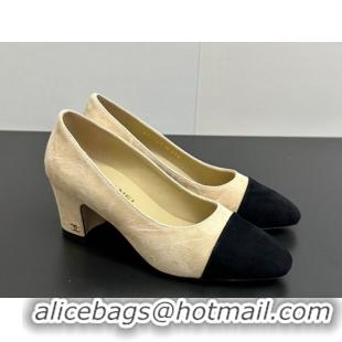 Pretty Style Chanel Suede Pumps 6.5cm CH122405 Beige/Black 2026