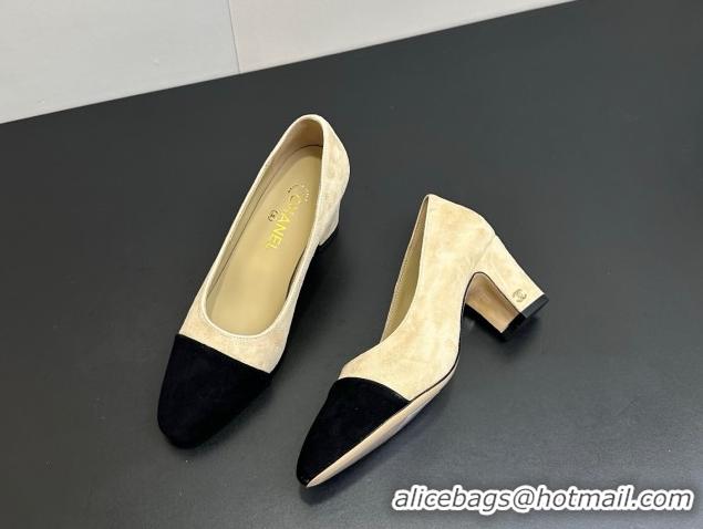 Pretty Style Chanel Suede Pumps 6.5cm CH122405 Beige/Black 2026