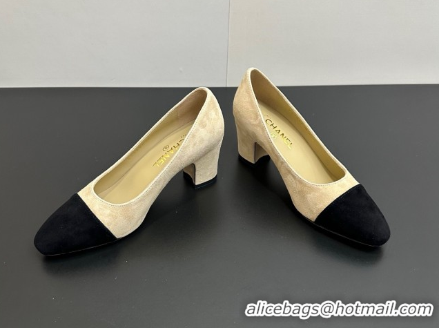 Pretty Style Chanel Suede Pumps 6.5cm CH122405 Beige/Black 2026