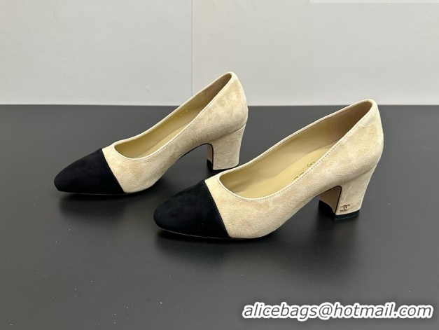 Pretty Style Chanel Suede Pumps 6.5cm CH122405 Beige/Black 2026