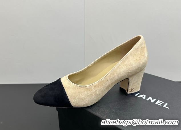 Pretty Style Chanel Suede Pumps 6.5cm CH122405 Beige/Black 2026