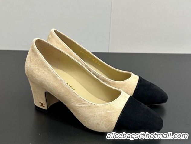 Pretty Style Chanel Suede Pumps 6.5cm CH122405 Beige/Black 2026