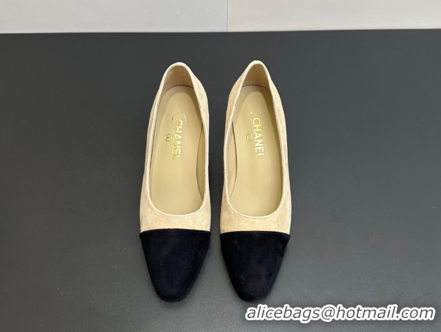 Pretty Style Chanel Suede Pumps 6.5cm CH122405 Beige/Black 2026